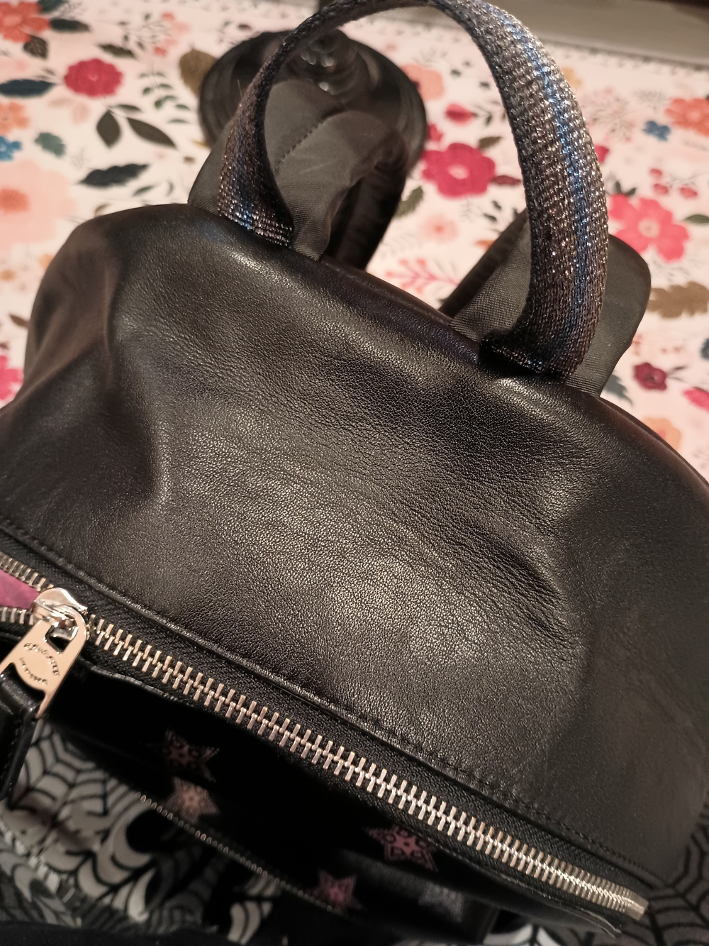 COACH Charlie Medium Leather Backpack Black Pink Metallic Star Print F30550 - Picture 7 of 11